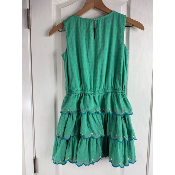 Mini Boden Girls Green Sleeveless Tiered Dress Embroidered Size 9-10Y - Picture 3 of 10